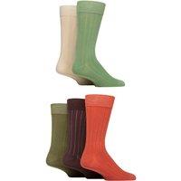 SOCKSHOP Men's 5 Pair Plain, Striped & Patterned Bamboo Socks in Light Tan | Size: 7-11