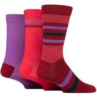 SOCKSHOP Men's 3 Pair Comfort Cuff Gentle Bamboo Striped Socks with Smooth Toe Seams in Purple | Size: 7-11