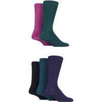 SOCKSHOP Men's 5 Pair Plain, Striped & Patterned Bamboo Socks in Bottle Green | Size: 7-11