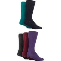 SOCKSHOP Men's 5 Pair Plain, Striped & Patterned Bamboo Socks in Aqua | Size: 7-11