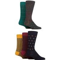 SOCKSHOP Men's 5 Pair Plain, Striped & Patterned Bamboo Socks in Wine | Size: 7-11