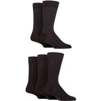 SOCKSHOP Men's 5 Pair Plain, Striped & Patterned Bamboo Socks in True Black | Size: 7-11
