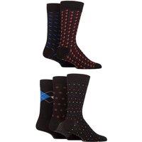 SOCKSHOP Men's 5 Pair Plain, Striped & Patterned Bamboo Socks in Jet Black | Size: 7-11