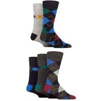 SOCKSHOP Men's 5 Pair Plain, Striped & Patterned Bamboo Socks in Maroon | Size: 7-11