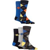 SOCKSHOP Men's 5 Pair Plain, Striped & Patterned Bamboo Socks in Bright Blue | Size: 7-11