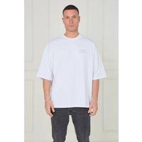 ELAINA FASHION Men's Oversized Statement Tee in White | Size: Large