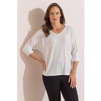 Klass. Women's Foil Spot Batwing Top in Ivory | Size: Large