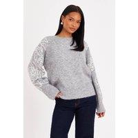 Quiz Women's Grey Sequin Detail Jumper | Size: Large