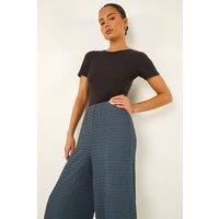 Roman Women's Petite Textured Stretch Trouser in Dark Blue | Size: 14