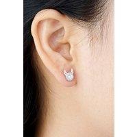 Outrage London Women's Silver deer diamond cz stud earrings | Size: Small