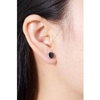 Outrage London Women's 2mm silver onyx stud earrings | Size: Small