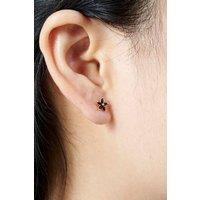 Outrage London Women's Gold onyx flower stud earrings | Size: Small