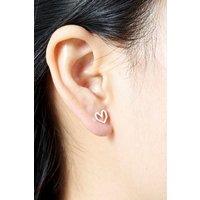 Outrage London Women's Silver geometric heart stud earrings | Size: Small