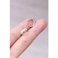 Outrage London Women's Silver Floral Half Hoop Earrings | Size: Small