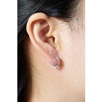 Outrage London Women's 12mm silver diamond hoop earrings | Size: Small