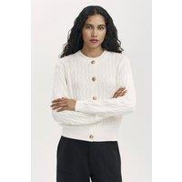 Finery London Women's Elaine Round Neck Knitted Cardigan in Natural White | Size: 24