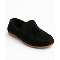 SIRRI Boy's Kids Suede Slip-On Penny Loafer Smart Casual Shoes in Black | Size: 3