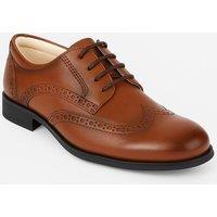 SIRRI Boy's Kids Brogue Lace Up Derby Formal Wingtip Dress Shoes in Tan | Size: 13