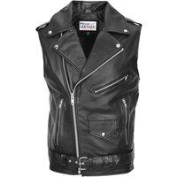 House of Leather Men's Mens Real Leather Biker Gilet Brando Style Vest Jones Black | Size: 3XL