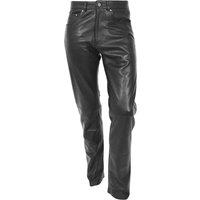 House of Leather Men's Mens Soft Leather Trousers Straight Leg Regular Fit Black | Size: 34R