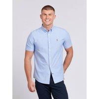 U.S. POLO ASSN. Men's Short Sleeve Oxford Shirt in Pale Blue | Size: Large