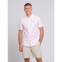 U.S. POLO ASSN. Men's Short Sleeve Oxford Shirt in Pale Pink | Size: Medium