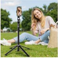 H&O Direct Phone Tripod Selfie Stick with Wireless Remote in Black