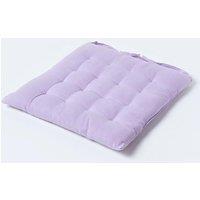 Homescapes Seat Pad Luxury 100% Cotton Indoor Outdoor Garden Cushion, Button Tie, 40cm in Mauve