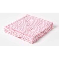 Homescapes Cotton Gingham Check Floor Cushion in Pink | Size: 50 cm x 50 cm