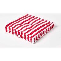 Homescapes Cotton Thick Stripe Floor Cushion in Red | Size: 40 cm x 40 cm