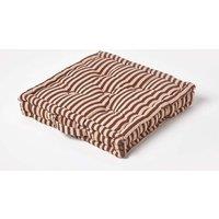 Homescapes Cotton Thin Stripe Floor Cushion in Beige | Size: 40 cm x 40 cm
