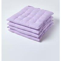 Homescapes 4 Pack Seat Pads Luxury 100% Cotton Indoor Outdoor Garden Cushion, 40cm in Mauve | Size: 40 cm x 40 cm
