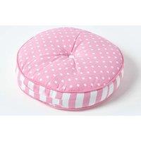 Homescapes Polka Dots & Stripes Round Floor Cushion in Pink