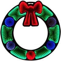 Christmas Shop Infinity Mirror Mains Operated 60cm Wreath in Green