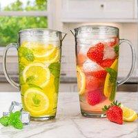 volila 2L Plastic Pitcher Juice Jug with Lid & Swirl Design - Pack of 2 in Clear