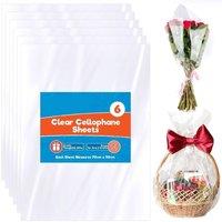 VOGREX 12PK Clear Cellophane Sheets 70 x 50cm Florist Hamper | Size: 70 x 50 cm
