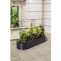 Living and Home Oval-Shaped Galvanized Steel Raised Garden Bed in Black | Size: Large