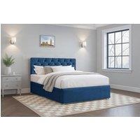 Comfi Beds Plush Divan Bed with Mattress, 26" Chesterfield HB, 2 Drawers in Navy | Size: Single