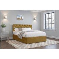 Comfi Beds Plush Divan Bed with Mattress, 26 Chesterfield HB, 2 Drawers in Mustard | Size: Super King
