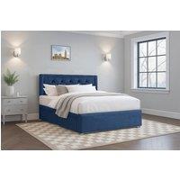 Nexus Mattresses Ltd Plush Divan Bed with Mattress, 26" Chesterfield HB, 2 Drawers in Blue | Size: Small Double