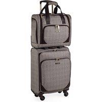 London Fog Camberley Luggage 2-Pc Set 22 Cabin + 15 Under-Seat Suitcases, Brown