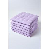 Homescapes 6 Pack Seat Pads Luxury 100% Cotton Indoor Outdoor Garden Cushion, 40cm in Mauve | Size: 40 cm x 40 cm