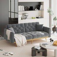 Direct Wicker Modern Velvet Fabric 2-seater Sofa with 3-speed Adjustable Backrest in Dark Grey | Size: 2 Seater
