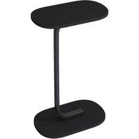 Havendro Black C Shaped Side Table Wood Metal Oval End Table