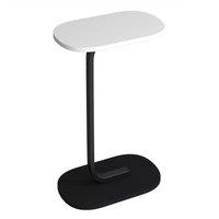 Havendro White C Shaped Side Table Wood Metal Oval End Table