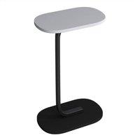 Havendro Grey C Shaped Side Table Wood Metal Oval End Table