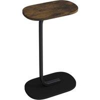 Havendro Rustic Brown C Shaped Side Table Wood Metal Oval End Table