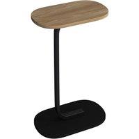 Havendro Oak C Shaped Side Table Wood Metal Oval End Table in Light Oak