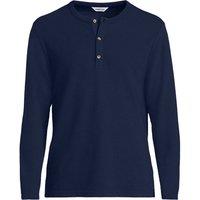Lands' End Men's Long Sleeve Henley Ottoman Top in Navy | Size: Medium