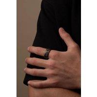 Outrage London Men's Black Personalised Chain Band Ring in Charcoal | Size: 7